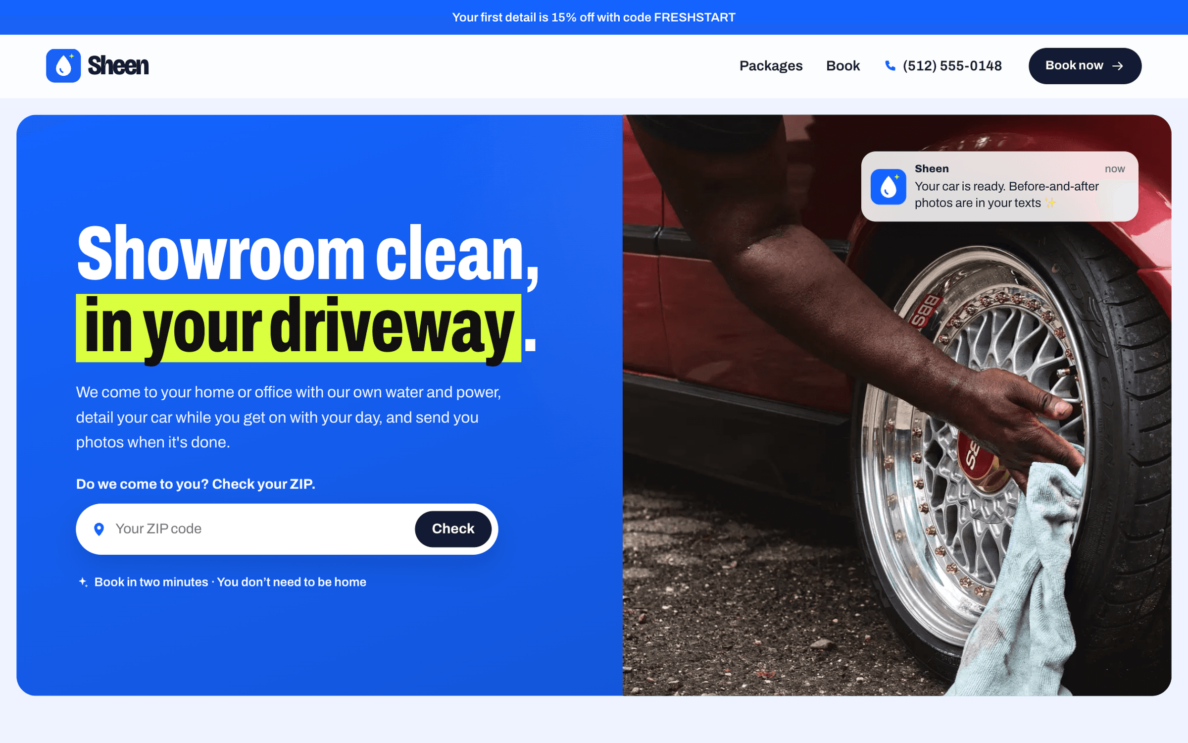 Car detailing screenshot